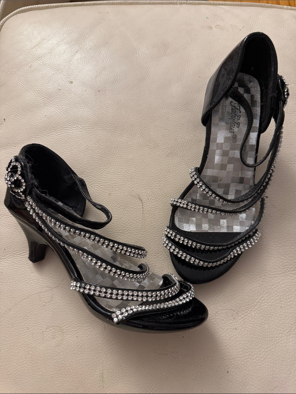 Black Rhinestone Strap dressy or pageant shoes